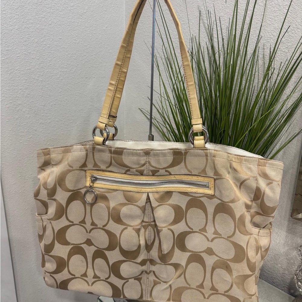 Coach Tan and Cream Shoulder Bag